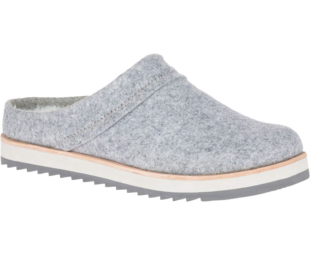 Merrell Slip Ons Grey - Juno Clog Wool - Womens 38XBYMTOP